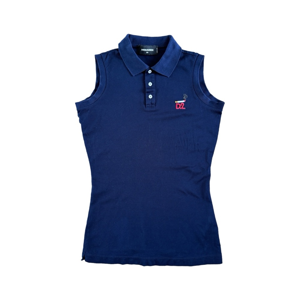 Dsquared2 embroidered cigarette logo sleeveless polo shirt